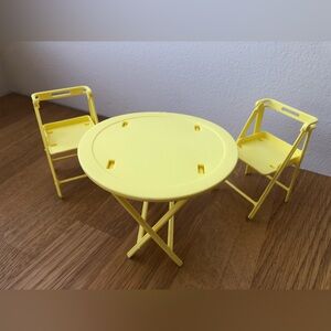 Vintage 1980s Mattel Barbie Yellow Folding Table and Chairs - Magical Motorhome